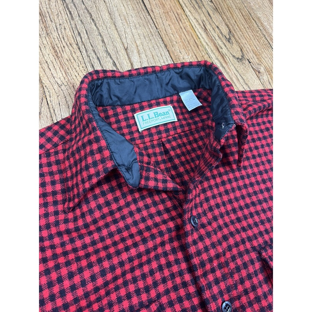 Vintage‎ LL Bean Buffalo Plaid Wool Flannel Shirt Made in USA Men's Size Medium